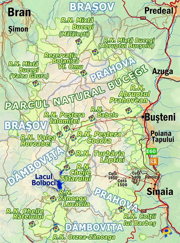 Harta acces Bucegi