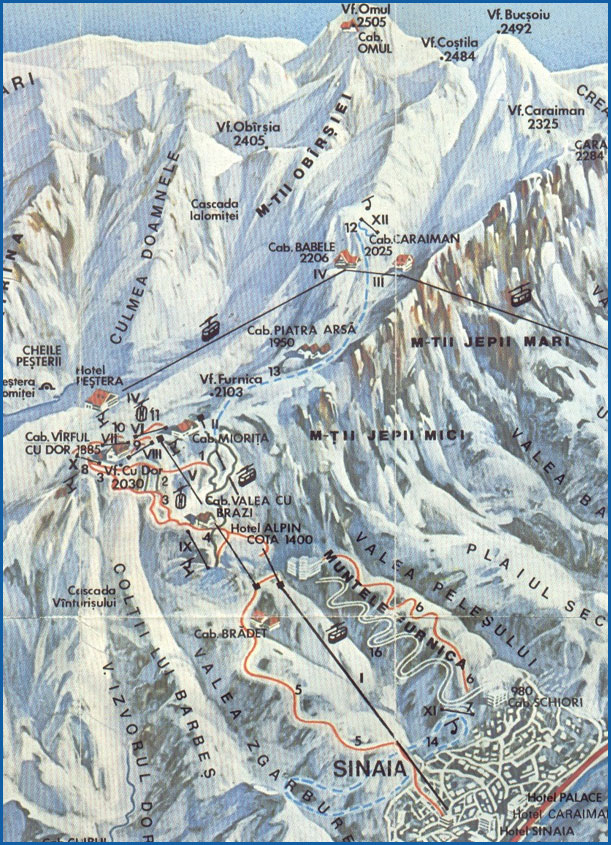 Harta partii de schi din Bucegi Harta partii de schi din Bucegi
